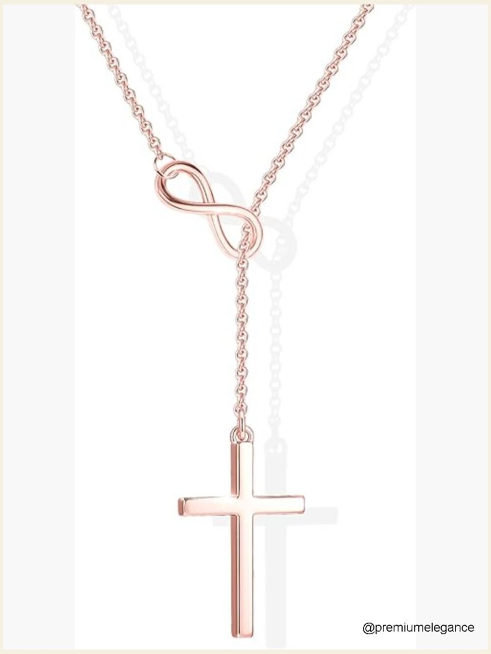 Infinity Cross Y-Necklace 14K Gold Plated Faith Gift Mom Holy Communion